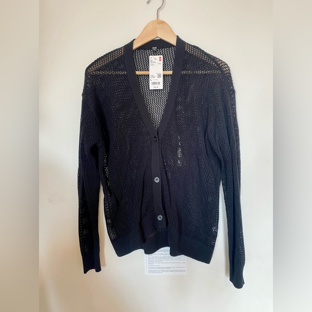 Uniqlo open weave cardigan, 100% cotton, size large